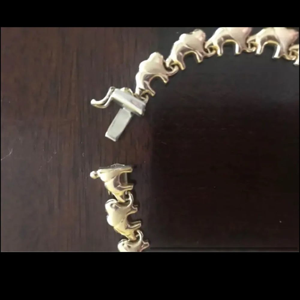 14 karat yellow gold elephant bracelet